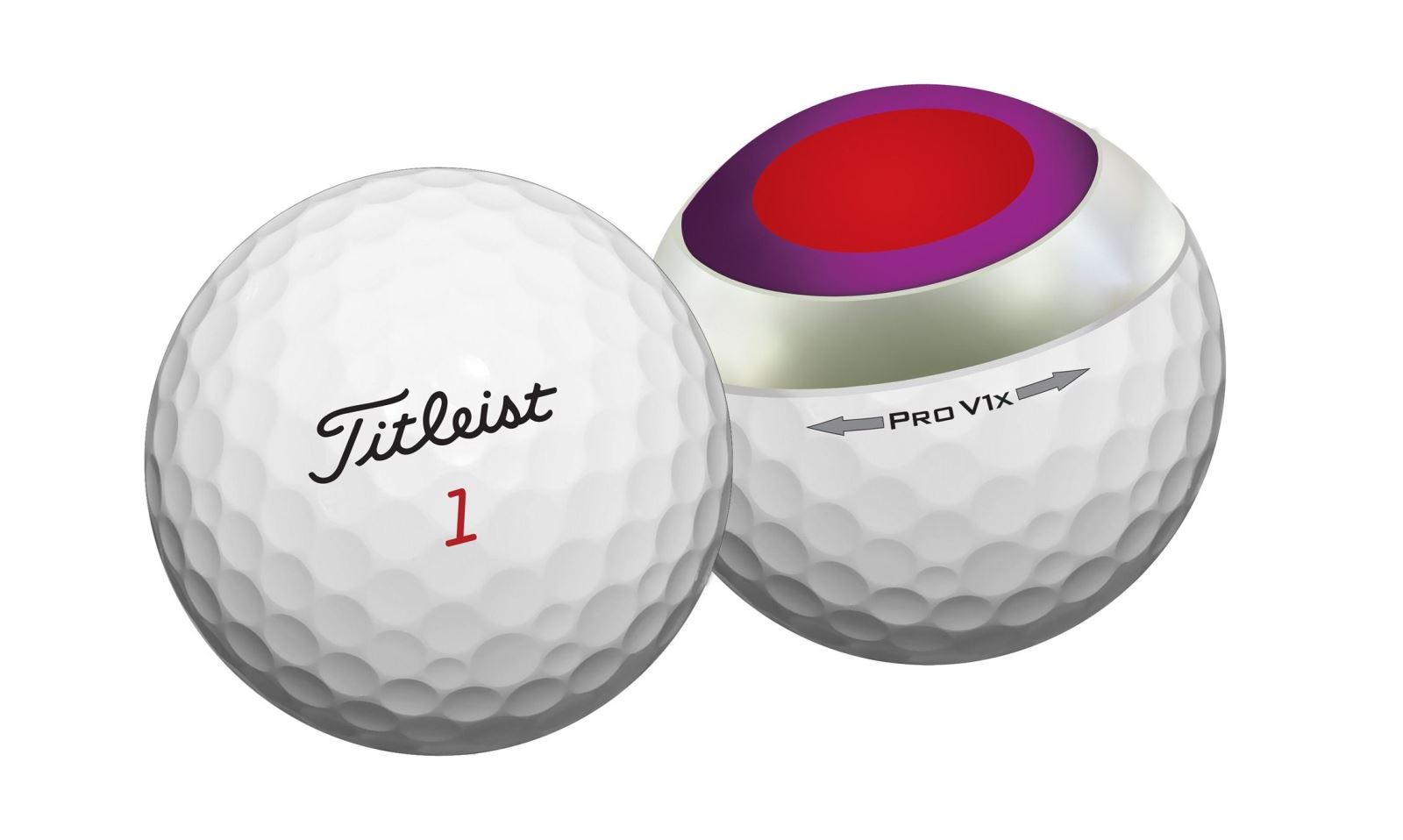 Bóng golf Titleist Pro V1X (New 2017) với thiết kế lõi bóng.